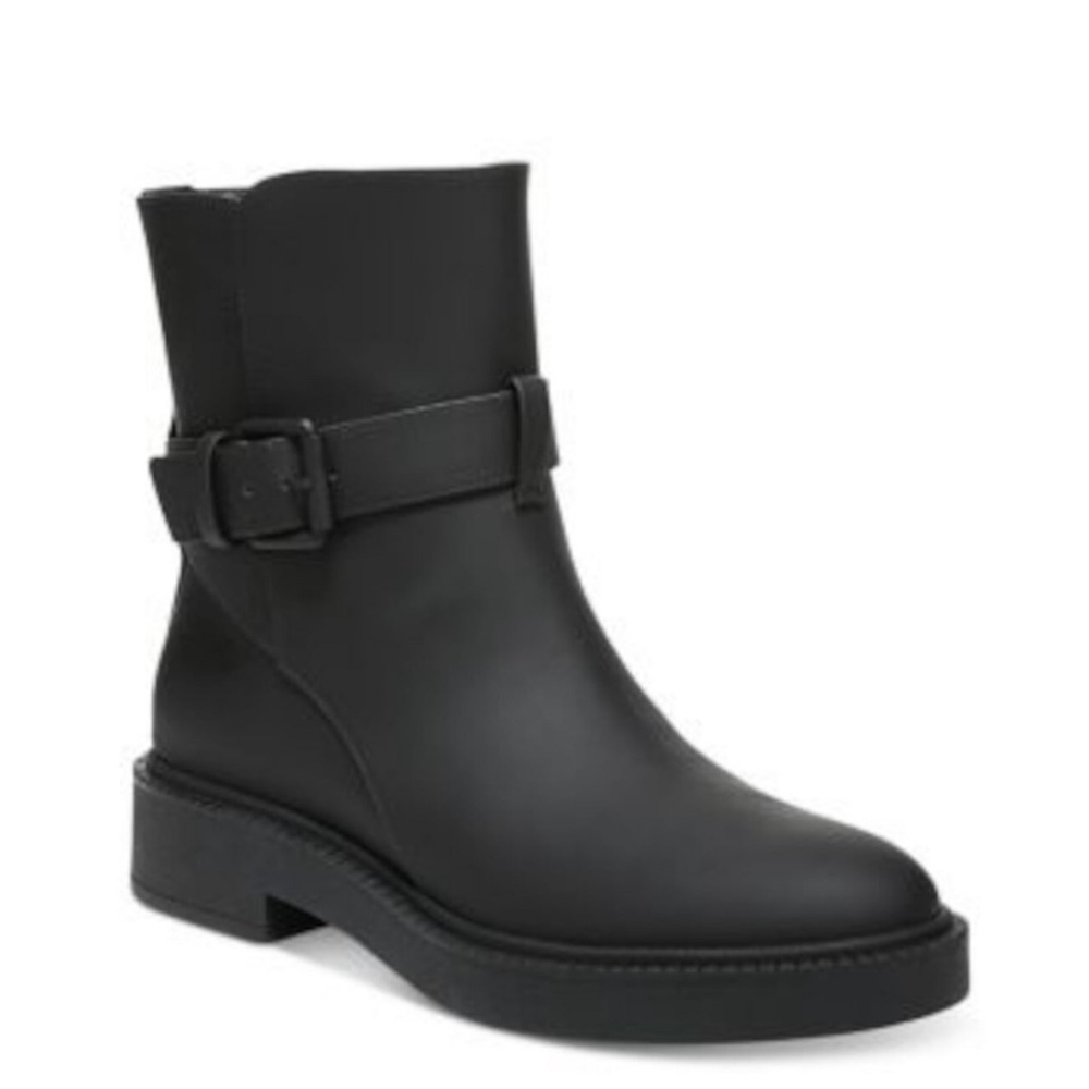 VINCE Womens Black Padded Buckle Accent Lug Sole Toe Block Heel Booties 5M